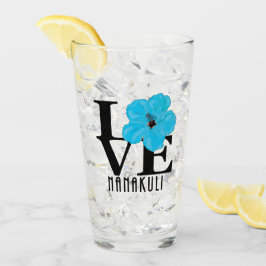 LIEBE Nanakuli Hawaii Blue Hibiskus Glas