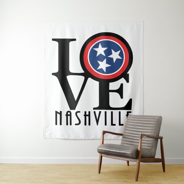 LIEBE Nashville (schwarzer Text) Wandteppich (Beispiel)