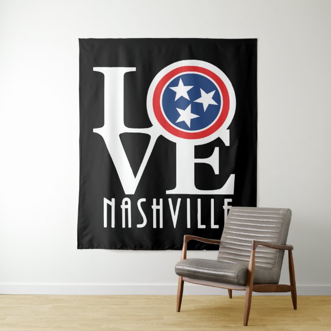 LIEBE Nashville (weißer Text) Wandteppich (Beispiel)