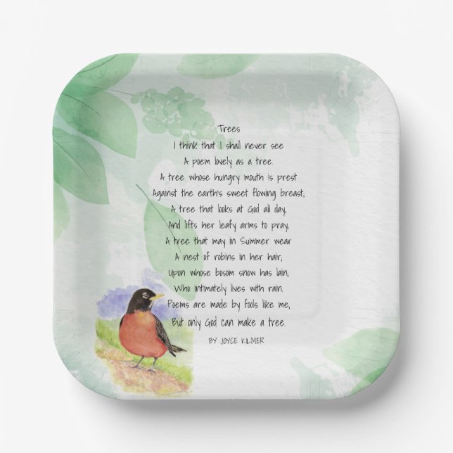 Liebe Natur Inspiration Gedicht Bäume Kilmer Pappteller (Vorderseite)