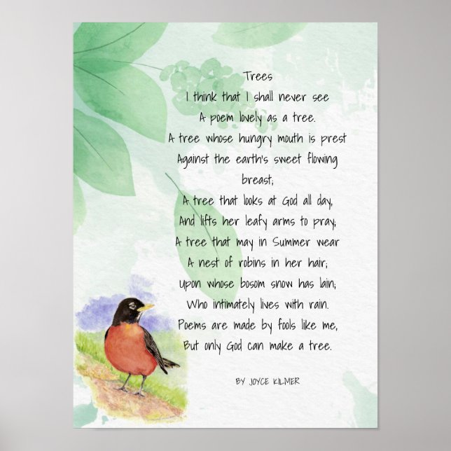 Liebe Natur Inspiration Gedicht Bäume Kilmer Poster (Vorne)