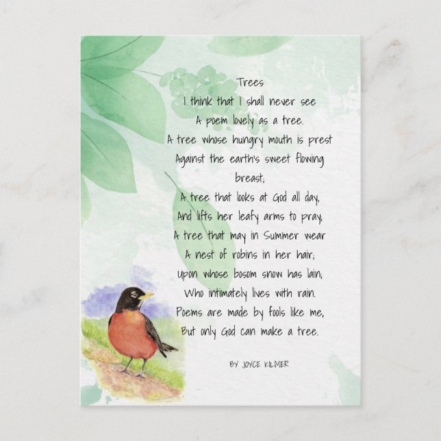 Liebe Natur Inspiration Gedicht Bäume Kilmer Postkarte (Vorderseite)