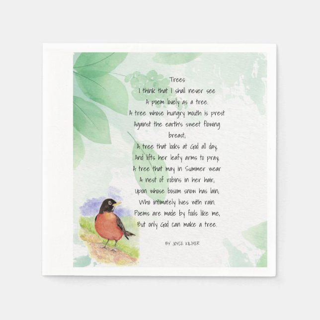 Liebe Natur Inspiration Gedicht Bäume Kilmer Serviette (Vorderseite)