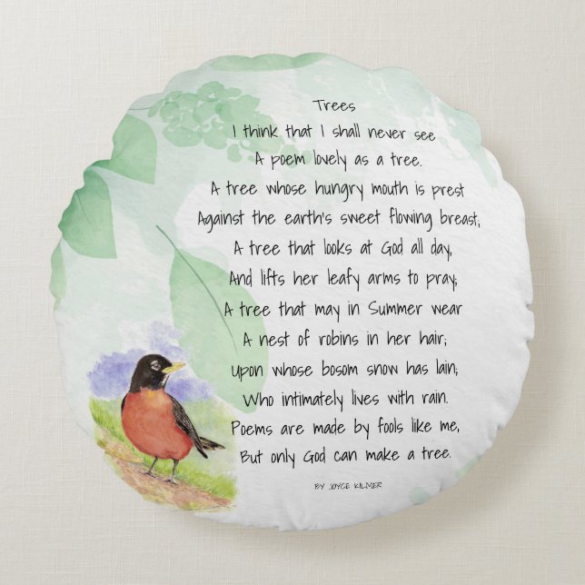 Liebe Natur Inspiration Gedicht Bäume Kilmer Wirbe Rundes Kissen (Vorderseite)
