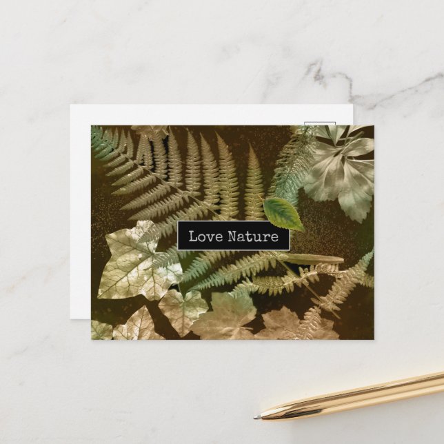 Liebe Nature Ferny Leaf Print Feiertagspostkarte (Vorderseite/Rückseite Beispiel)