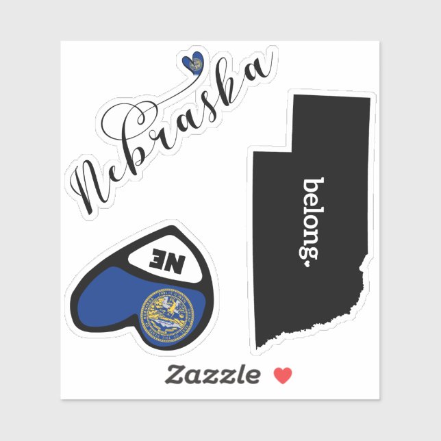 Liebe Nebraska, 3 Designs, Die Aufkleber schneiden (Blatt)