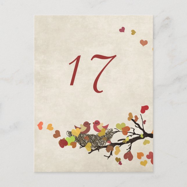 Liebe Nest Wedding Tischnummer Card (Vorderseite)