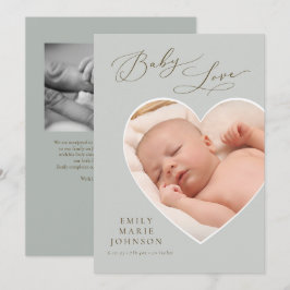 Liebe neutrales Herz Foto Geburtsankündigung Einladung