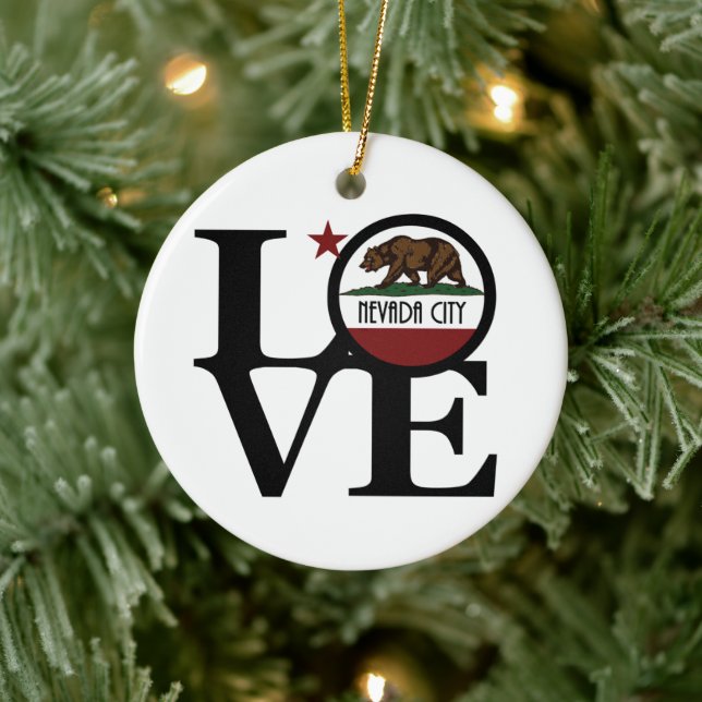 LIEBE Nevada Stadt Kalifornien Keramik Ornament (Baum)