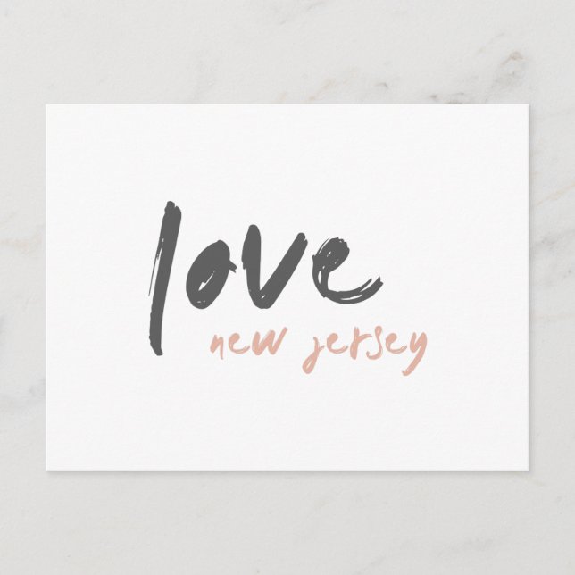 Liebe New Jersey | NJ USA Modernes Minimalistisch  Postkarte (Vorderseite)