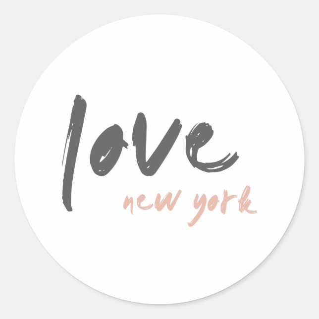 Liebe New York | NYC USA Modern Wanderlust Pink Runder Aufkleber (Vorderseite)
