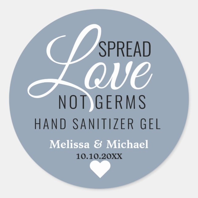 Liebe nicht Germs Dusty Blue Gastgeschenk Hochzeit Runder Aufkleber (Vorderseite)