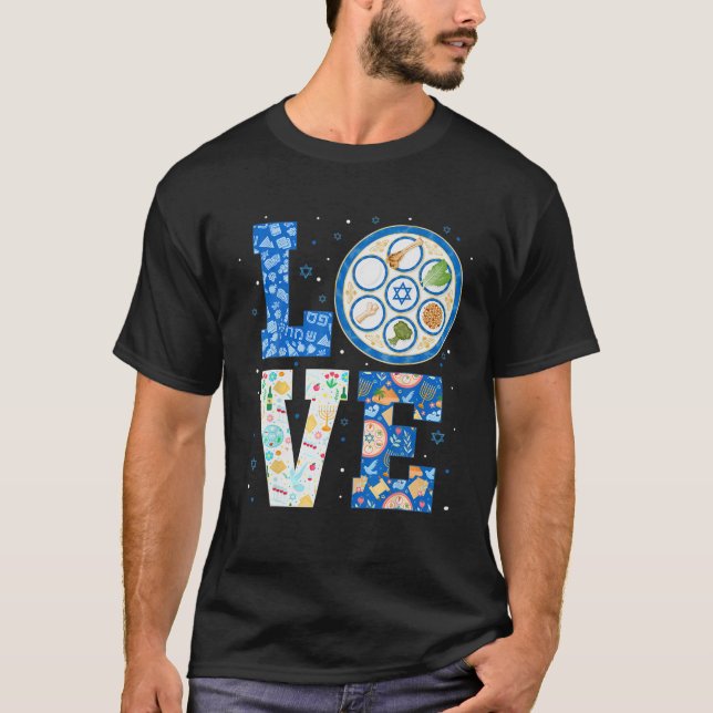 LIEBE Niedlich Pessach Dekorationen Funny Pesach J T-Shirt (Vorderseite)