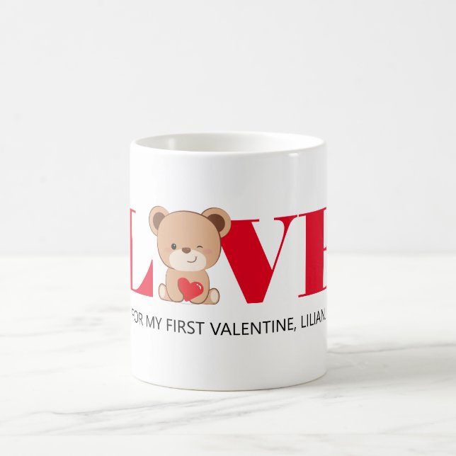 "LIEBE" Niedliche Bear Valentine's Day Tasse (Mittel)