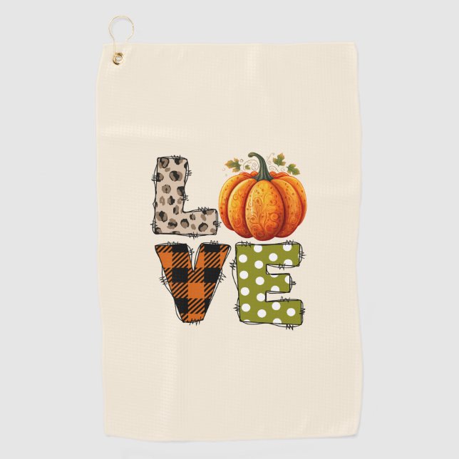 LIEBE - Niedliche Pumpkin & Polka Dot Letters Golfhandtuch (Vorderseite)
