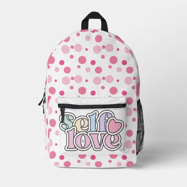 Liebe niedliche rosa Polka Punkte Bedruckter Rucksack (Vorderseite)