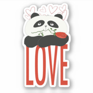 Liebe niedlicher Kawaii Panda und Rosen-Blume Aufkleber