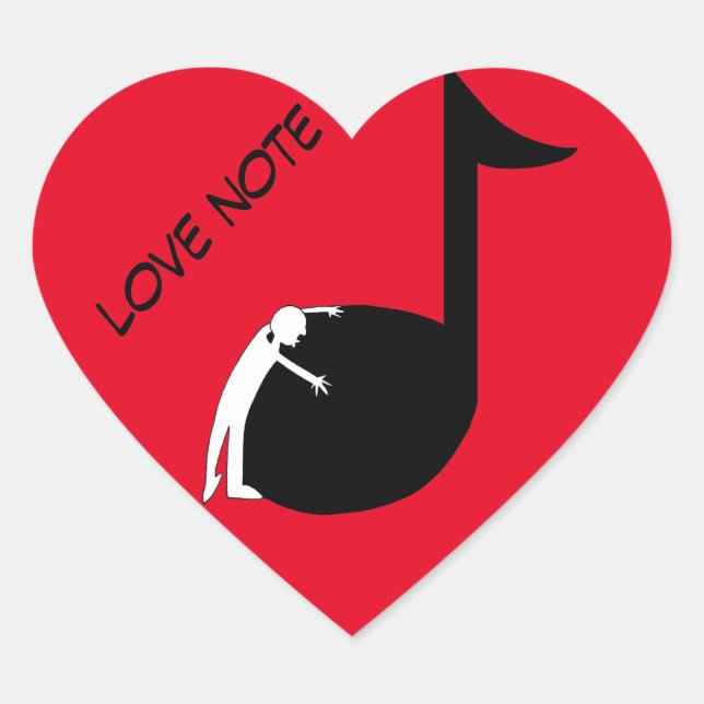 Liebe Note - Music Lover Hugging Kissing Musiknote Herz-Aufkleber (Vorderseite)