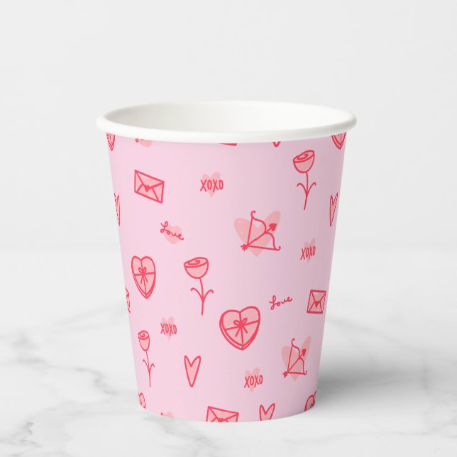 Liebe Notizen & Sweet Leckereien Valentine's Paper Pappbecher (Vorderseite)