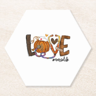 Liebe Nurse Life Pumpkin Leopard Fall Halloween Untersetzer