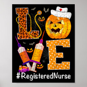 Liebe Nurse Life Pumpkin Leopard Halloween Registe Poster