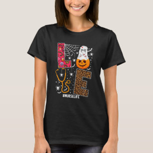 Liebe Nurse Pumpkin Leopard Fall Halloween T-Shirt