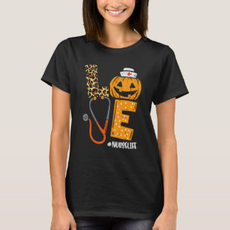 Liebe Nurse Pumpkin Leopard Fall Halloween Thanksg T-Shirt