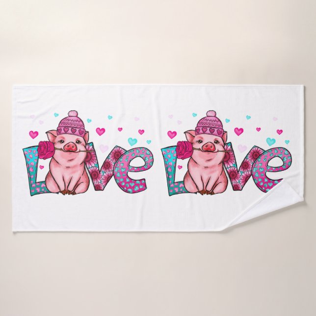 Liebe Nutztiere, Liebe, Schweinegrippe, tierische  Badehandtuch (Badehandtuch)