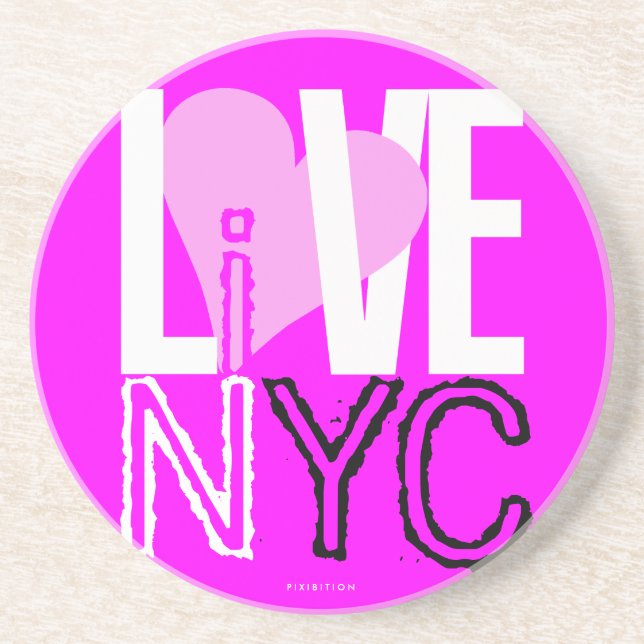 Liebe NYC lebt im NYC-Untersetzer Pink 3 Sandstein Untersetzer (Vorne)