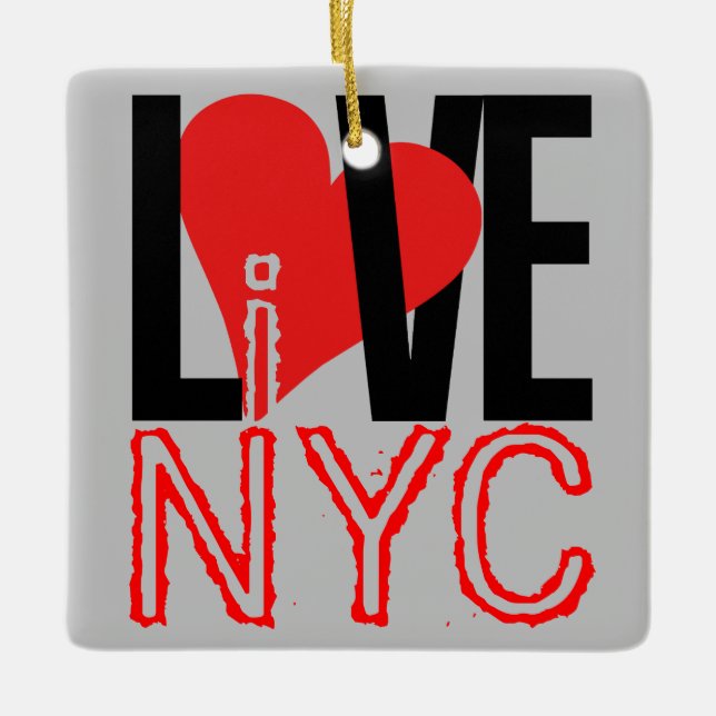 Liebe NYC live in NYC Square Ornament (Vorderseite)