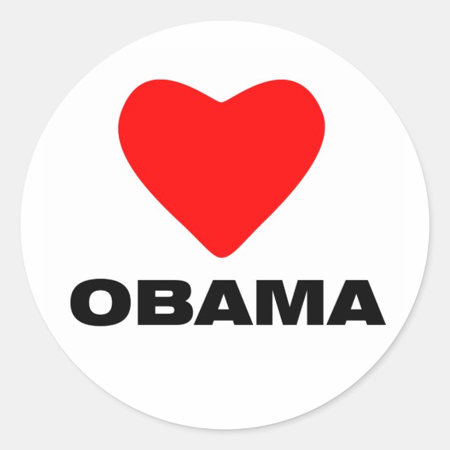 Liebe Obama Runder Aufkleber (Vorderseite)