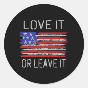 Liebe oder verlass der USA-Flagge Runder Aufkleber
