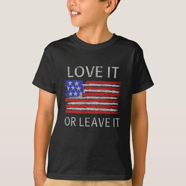 Liebe oder verlass der USA-Flagge T-Shirt (Vorderseite)