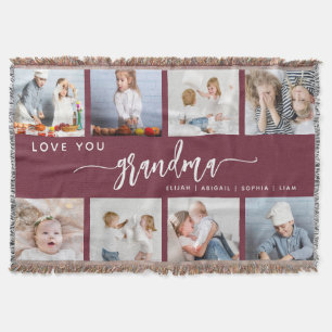 Liebe Oma 8 Foto-Collage Burgund Decke