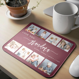 Liebe Oma 8 Foto-Collage Burgunder Mousepad