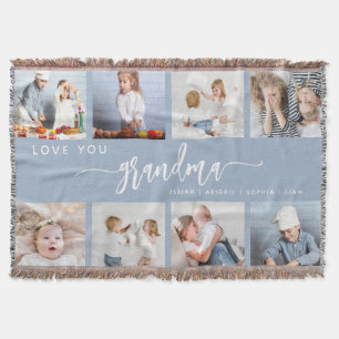 Liebe Oma 8 Foto-Collage Staubblau Decke