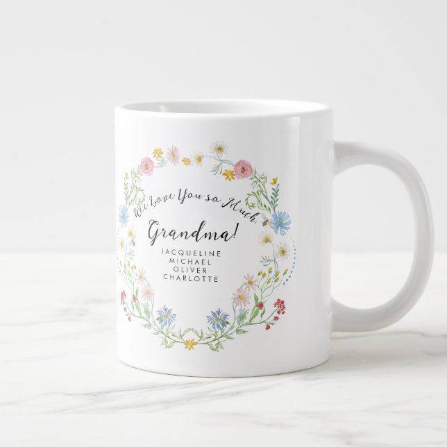 Liebe Oma Floral Wildblume mit Namen Jumbo-Tasse (Rechts)