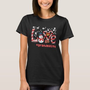Liebe Oma Life Snowman Candy Canes Matching Fam T-Shirt