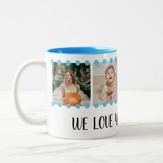 Liebe Oma Sweet Blue 4 Foto Collage Tasse (Links)