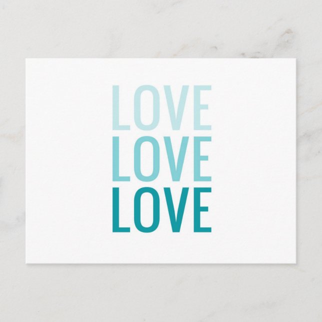 Liebe Ombre Türkise Typografie Postkarte (Vorderseite)