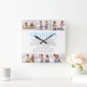 Liebe Opa Benutzerdefinierte Nachricht Foto-Coll Quadratische Wanduhr