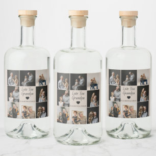 Liebe Opa mit Herz & Fotos - Alkoholflaschenetikett