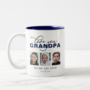 Liebe Opa/Oma/Sonstige 3 Foto Individueller Text Zweifarbige Tasse