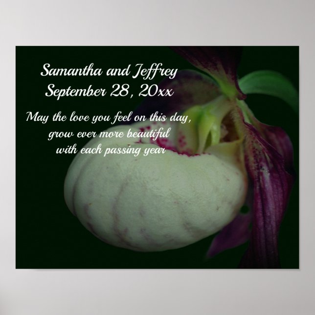 Liebe Orchid Blume Personalisiert Hochzeit Poster (Vorne)