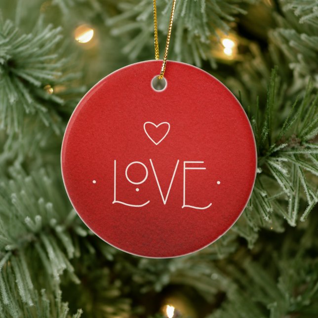 LIEBE-Ornament, MIT PERSONALISIERTER NACHRICHT AUF Keramik Ornament (Baum)