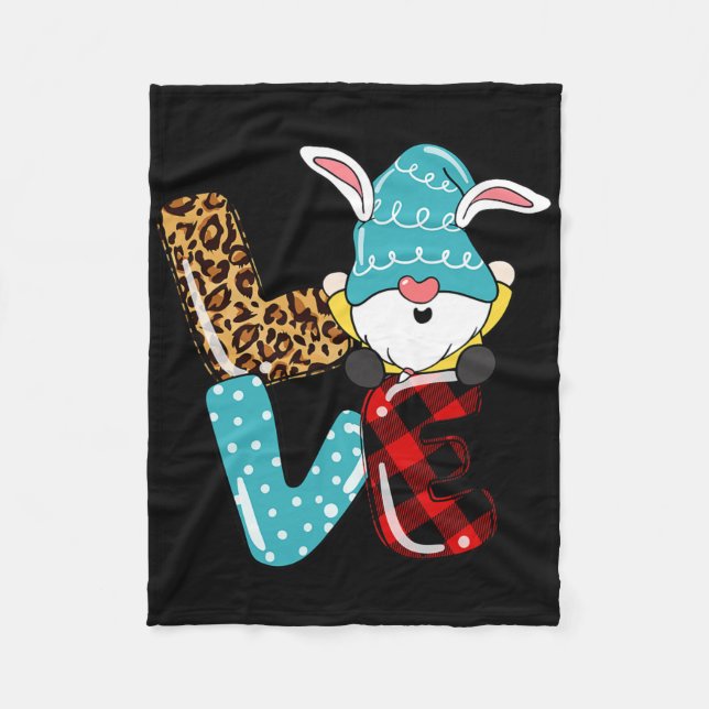 Liebe Oster-Gnom Leopard Plaid Liebe Oster-Gnom  Fleecedecke (Vorderseite)