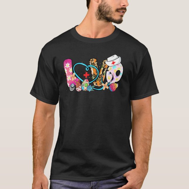 Liebe Ostereier Stethoskop Krankenpflege Happy Eas T-Shirt (Vorderseite)
