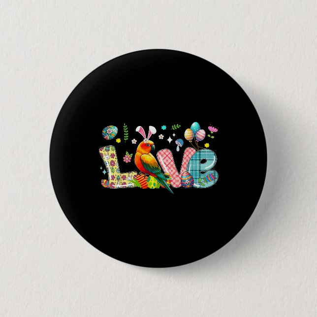 Liebe Ostern Sonnenhase Jagd Eier Blume Button (Vorderseite)