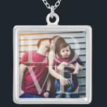 Liebe Overlay-Foto Versilberte Kette<br><div class="desc">Elegantes und einfaches personalisiertes Foto-Design, perfekt für den Muttertag, als Hochzeitsgeschenk oder Jubiläumsgeschenk, Abschluss Geschenk, etc.</div>