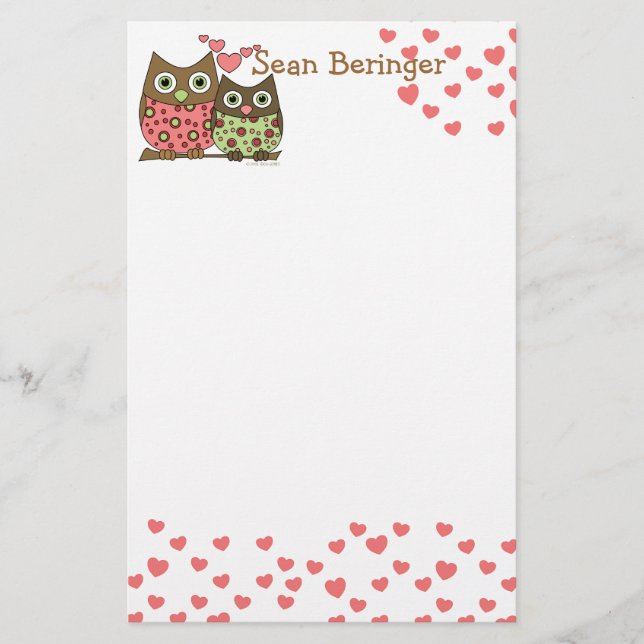 Liebe Owls Briefpapier (Vorderseite)